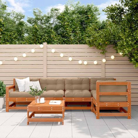 vidaXL Ensemble de salon de jardin 6 pcs Brun cire Bois de pin massif (1/5)