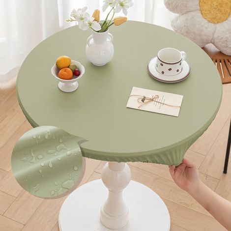 Lot Nappes Rondes 60cm Bord Élastique Vert, PU cuir anti-tache tables 40-50cm jardin/café (1/4)