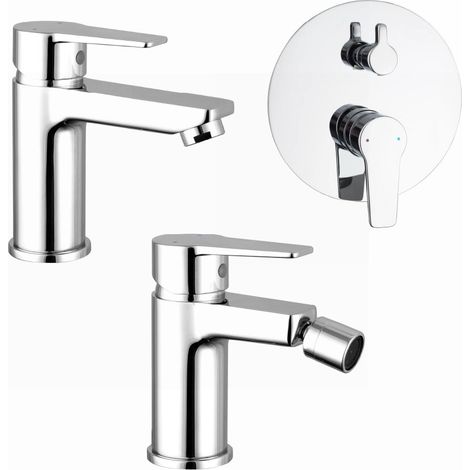 Set miscelatori lavabo bidet senza scarico e incasso doccia c deviatore cromato Jane (1/4)