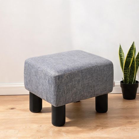Pouf gris en lin 100 polyester 40 x 30 x 24 cm (1/5)