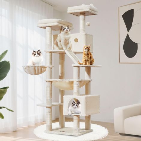 Arbre à Chat XL, Tour de Jeux pour Chats de 180 cm, 2 Plateformes (1/5)