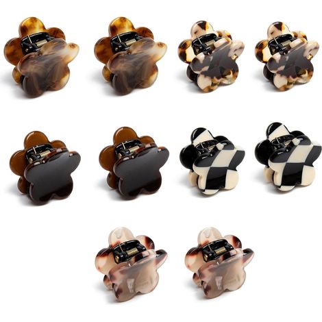 Lot de 10 mini pinces à cheveux - Pinces à cheveux décoratives en forme de fleur à l'acide acétique - Antidérapantes - Forte adhérence - Conviennent aux femmes et aux enfants (1/4)