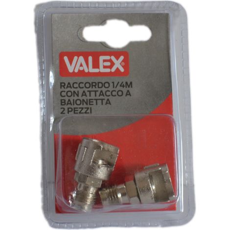 Valex Raccordo 1/4M Con Attacco A Baionetta, Confezioni da 2 (1/4)