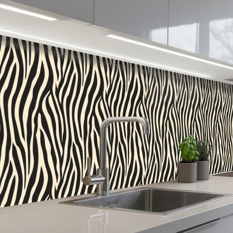 Kitchen Splashback Zebra - Print - Classic - Black 500x60 cm