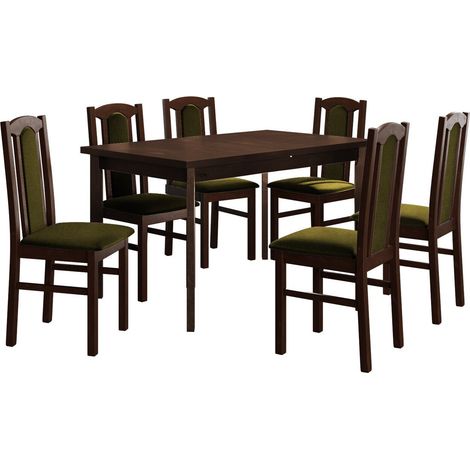 Salle à manger complète Victorville 313, Noix, 78x80x140cm, Diamètre: 0, Nombre de places: 6, Style: Contemporary
