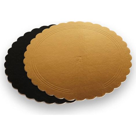 50 Dischi sottotorta cartone tondo oro, piatto vassoio monouso rotondo per pasticceria, per decorare, servire e trasportare torte e dolci, diametro 30 cm (1/5)