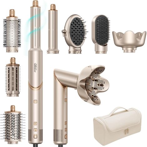 Airstyler Hair Styler 8 en 1, Sèche-cheveux Ionique Haute Vitesse Airbrush 110K RPM, Air Styler avec Fers à Boucle Automatique 32mm, Rapide et Facile, Maison/Voyage (1/5)