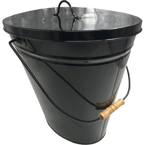 Ascheeimer oval, mit Deckel matt/schwarz, BxTxH = 34x23x30 cm Ascheeimer