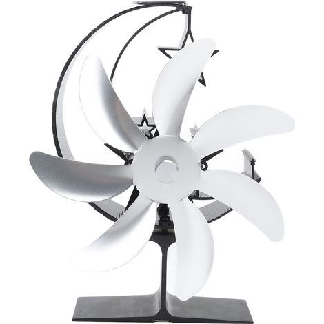 Ventilateur de poêle alimenté par la chaleur, modèle Lune à 7 pales, fonctionnement silencieux, circulation d'air chaud, brûleur à bûches très efficace pour accessoires en bois, argent (1/5)
