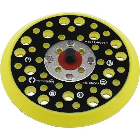 Lntyq Plateau de Support 125mm 5 pouces Compatible avec Mirka Ceros/Deros 44 Trous 5/16 Fixation de Fil Ponceuse Crochet et Boucle Support Accessoires pour Outils Électriques (1/5)