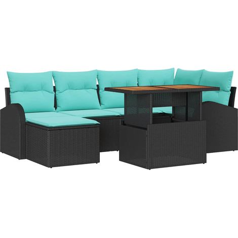 Garden Sofa Set with Storage 7 pcs Black Poly rattan vidaXL (1/5)