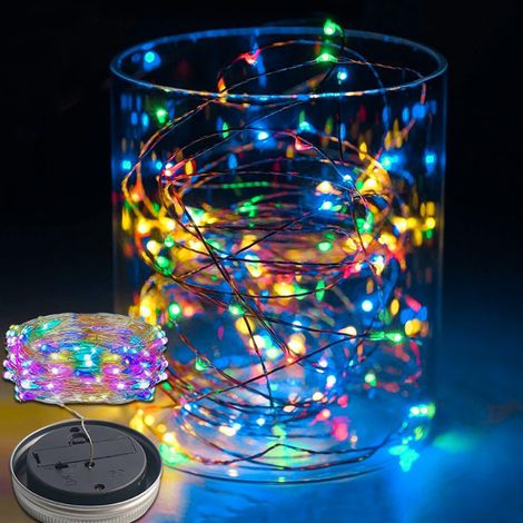 Lot de 6 guirlandes lumineuses solaires féériques colorées à 20 LED pour bocaux, avec couvercles inclus, pour jardin, cour, fêtes, mariages et Noël. (1/5)