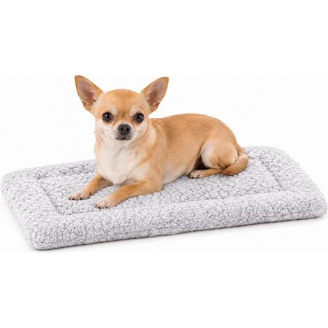 Panier Chien - Coussin Chien et Chat - Coussin rectangulaire Jacquard Gris - pour Cages métalliques et Cages de Transport - Lavable - 40,5 x 25,5 cm (1/5)