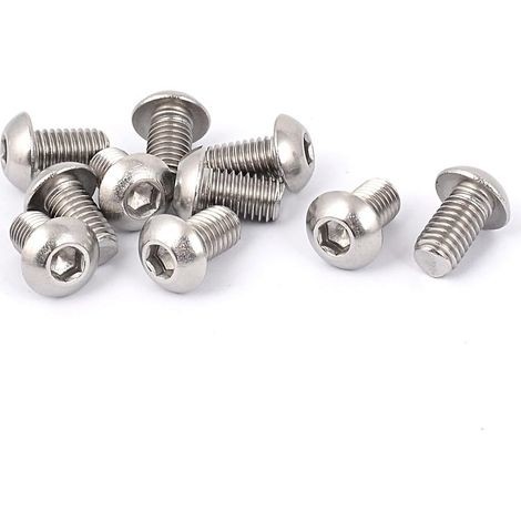 Vollgewinde - Edelstahl Copfschraube Innensechskantschraube Silberfarbe M8 x 14mm 10 Stck