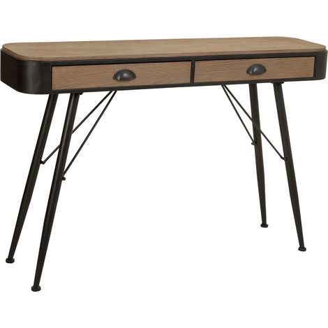 Recibidor de madera y metal marron 120x32x80,5