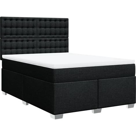 Maison Exclusive - Boxspringbett mit Matratze Schwarz 140x200 cm (1/5)