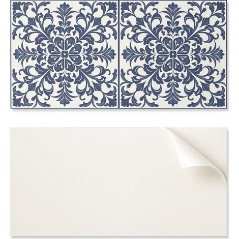 Azulejos autoadhesivos de vinilo estampados con dise帽o floral y hojas, 10x40x20 cm.