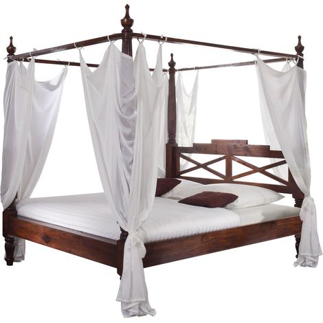 Himmelbett Akazie 140x200x224 nougat lackiert OXFORD 244