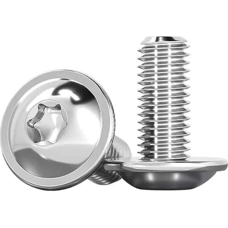 20 vis à tête bombée avec collerette M6x20 mm, vis Torx ISO 7380-2, vis à collerette en acier inoxydable A2 V2A, vis à métaux (1/4)