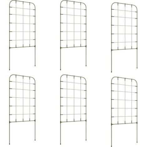 Ensemble de treillis, 6 treillis métalliques pour plantes grimpantes, acier, 40 x 90 cm, vert (1/5)