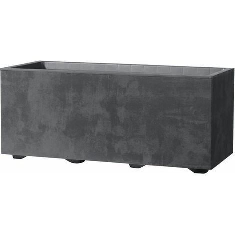 fioriera da esterno deroma "millenium" rettangolare in resina colore antracite, 59x25x25 cm