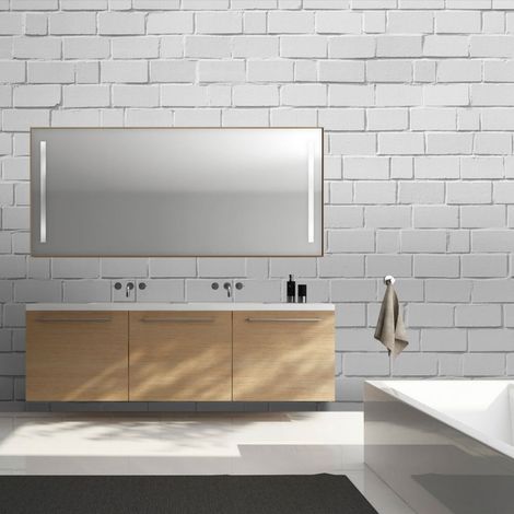 Papier peint brique blanche air retro - 250 x 193 cm