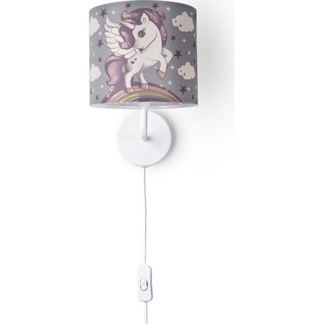 Paco Home Lampada Da Tavolo Cameretta Parete Strada Pompieri Paralume In Tessuto Rotondo Lampada da parete - Bianca, Design 4 (Ø18 cm)
