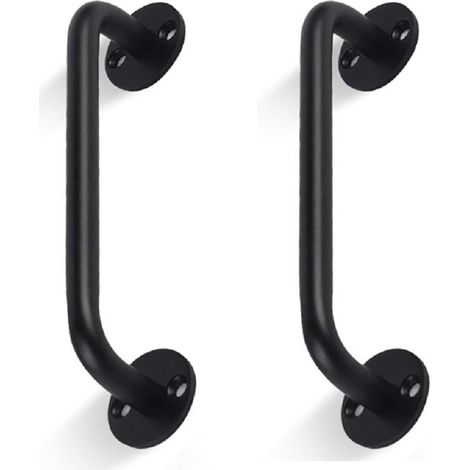 Lot de 2 poignées de porte de grange tubulaires - Noir - Barre d'appui pour porte coulissante, porte de garage
