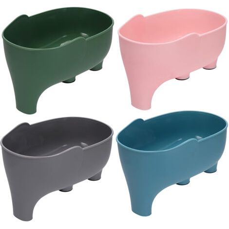 Ensemble de quatre paniers égouttoirs à légumes et fruits - motif éléphant, plusieurs couleurs (bleu, gris, vert, rose), peut être utilisé pour égoutter les pâtes, les nouilles, etc.