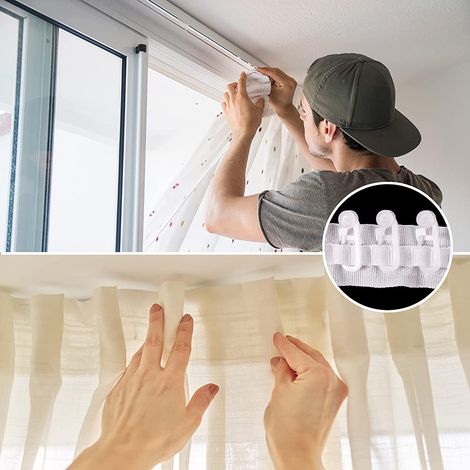 Ösenvorhang mit Saum und Kordelzug (1 Vorhang, 50 Haken pro Packung) (1/5)