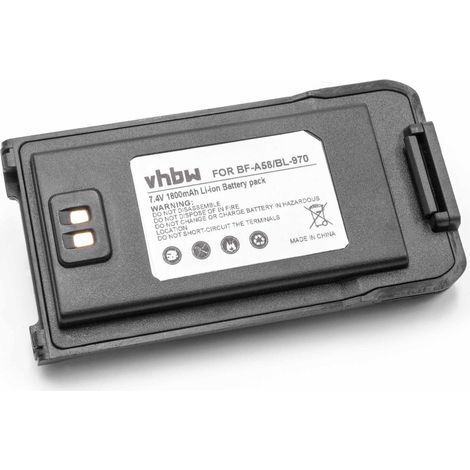 vhbw Batterie compatible avec Baofeng BL-970, BF-A58 radio talkie-walkie (1800mAh, 7,4V, Li-ion)