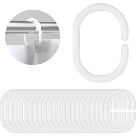 24pcs White Plastic Shower Curtain Rings C Shape Hooks for Bathroom Window Rods (1/5)