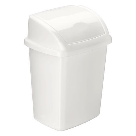 Poubelle plastique 4,5 litres rectangle à couvercle basculant blanche - Maxiburo
