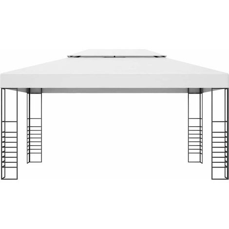 Gazebo  Chiosco da Giardino in Acciaio Verniciato 4x3x2,7 m Bianco (1/5)