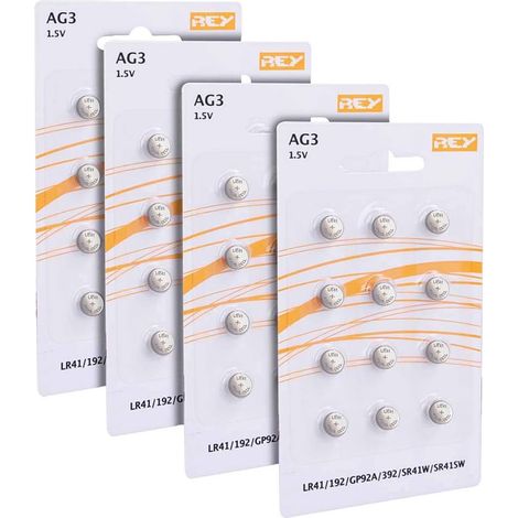 Lot de 48 Piles AG3 1.5V, Pile Bouton au Lithium Alcaline, LR41, 192, GP92A, 392, SR41W, SR41SW (1/5)
