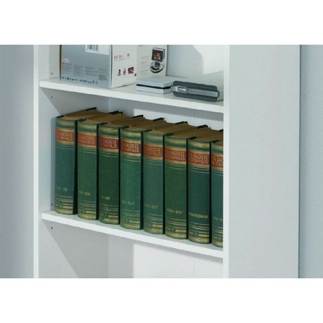 Bücherregal mit drei Regalen, weiße Farbe, 60 x 110 x 30 cm (1/3)