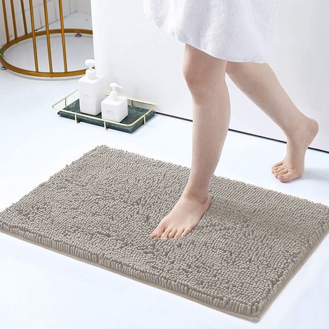 Tappeto Da Bagno Microfibra Super Soffice Lavabile In Lavatrice Antiscivolo Assorbente Lavaggio Rapido Super Morbido Bagno Doccia Camera Letto Tortora - 50x80 cm