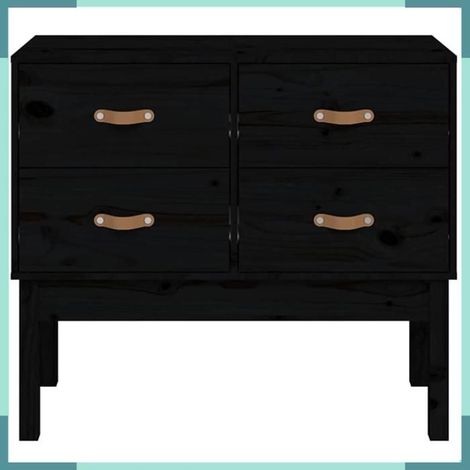 Armoire console - 821743 - Noir - Bois de pin massif - 90 x 40 x 78 cm (1/5)