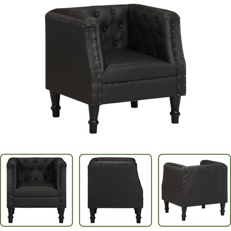 vidaXL Sillón de cuero auténtico negro (1/5)