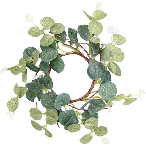 Lot de 3 couronnes de bougies avec feuilles artificielles décoratives et anneaux pour bougies (1/5)