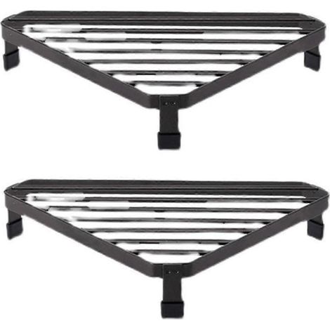 Étagère triangulaire en fer forgé avec cadre de four, support à casseroles anti-brûlure, table d'angle noire (1/5)