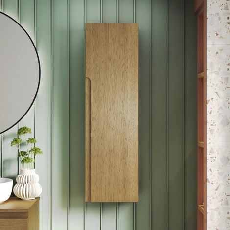Colonne de salle de bain suspendue 100 x 30 cm chêne tabac Komi (1/4)
