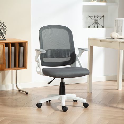 Chaise de bureau ergonomique pivotante en maille respirante. avec accoudoirs rabattables et soutien lombaire. grise