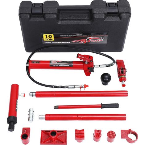 Kit Hydraulique Porta Power 10 Tonnes – Vérin Puissant, Pompe Et Flexible 1,4 m, Coffret Plastique Portatif Robuste – Redressage Et Réparation Châssis Auto, Camion, Agricole – 10 Tonnes  Boîte