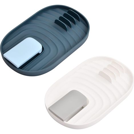 Lot de 2 supports pour couvercles de casseroles bleus et blancs, repose-cuillères de cuisine pliable, étagère pour couvercles de casseroles, spatules