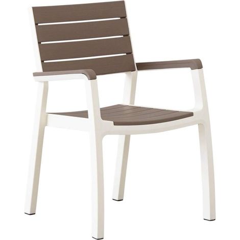 Sedia da Giardino con Braccioli Polipropilene Effetto Rattan Legno Bianco (1/3)