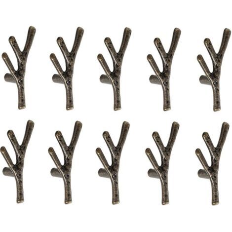 10x Poignée Meuble en Forme de Branche Poignées Armoires en Alliage de Zinc avec Vis Bronze - Trou Unique (1/5)