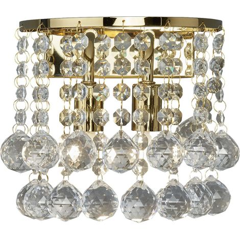 Searchlight Hanna - Applique da interno a 2 luci oro con cristalli, G9 (1/5)