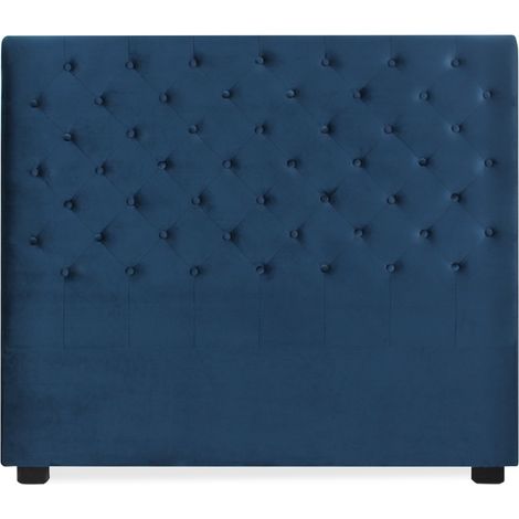 Tête de lit capitonnée Constance 140cm Velours Bleu Foncé (1/2)