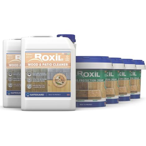 2 x Roxil Wood and Patio Cleaner 5L and 4 x Wood Cream 3L (1/2)